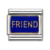 Blue Friend Rectangle stainless steel enamel Italian charm