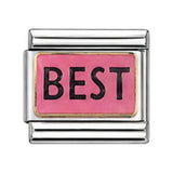 Pink Best Rectangle stainless steel enamel Italian charm