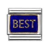 Blue Best Rectangle stainless steel enamel Italian charm