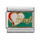 Green Friends Heart stainless steel enamel Italian charm