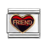 Black & Red Friend Heart stainless steel enamel Italian charm