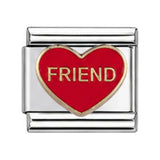 Red Friend Heart stainless steel enamel Italian charm