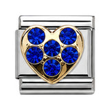 Blue Crystal Heart stainless steel Italian charm