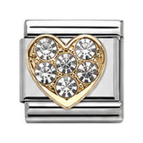 Clear Crystal Heart stainless steel Italian charm