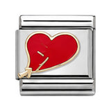 Red Heart with Diagonal Arrow stainless steel Italian charm