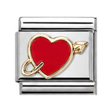 Red Heart with Loop Arrow stainless steel Italian charm