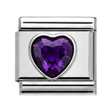 Purple Gem Heart stainless steel Italian charm