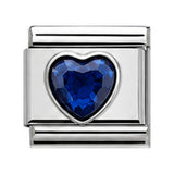 Blue Gem Heart stainless steel Italian charm