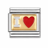 Gold I Love Heart stainless steel enamel Italian charm