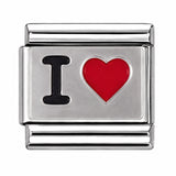Black I Love Heart stainless steel enamel Italian charm