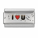 I Love You – Long Rectangle stainless steel enamel Italian charm