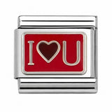Red Love You stainless steel enamel Italian charm