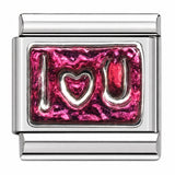 Pink Love You stainless steel enamel Italian charm
