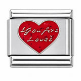 Forever Love Heart stainless steel enamel Italian charm