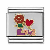Smiley Love Couple stainless steel enamel Italian charm