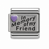 In Memory of My Friend purple heart stainless steel Italian charm