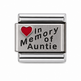 In Memory of My Auntie red heart stainless steel Italian charm