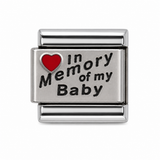 In Memory of My Baby red heart stainless steel Italian charm
