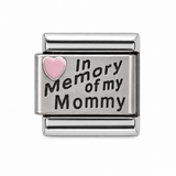 In Memory of My Mommy pink heart stainless steel Italian charm