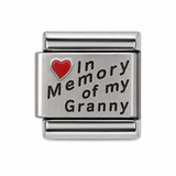 In Memory of My Granny red heart stainless steel Italian charm