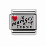 In Memory of My Cousin red heart stainless steel Italian charm