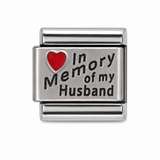 In Memory of My Husband red heart stainless steel Italian charm