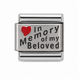 In Memory of My Beloved red heart stainless steel Italian charm