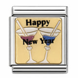 Happy New Year stainless steel Italian charm