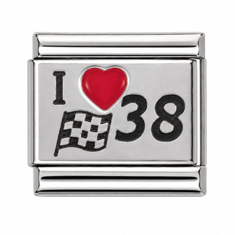 I Love 38 – Racing stainless steel Italian charm