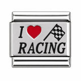 I Love Racing stainless steel Italian charm