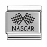 NASCAR – Crossed Flags stainless steel Italian charm