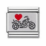 I Love Motorcycles stainless steel Italian charm