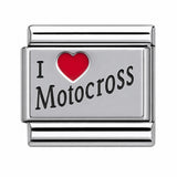 I Love Motocross – Plain stainless steel Italian charm