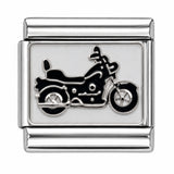 Black Motorcycle stainless steel Italian charm