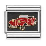 Red Vintage Roadster stainless steel Italian charm