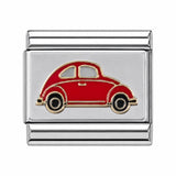 Red Volkswagen Beetle stainless steel Italian charm
