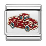 Red Vintage Pickup Truck stainless steel Italian charm