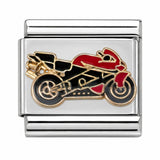 Red & Black Sport Motorcycle stainless steel Italian charm