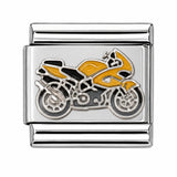 Yellow Sport Motorcycle stainless steel Italian charm