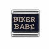 Biker Babe stainless steel enamel Italian charm