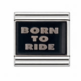 Born to Ride stainless steel enamel Italian charm