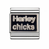 Harley Chicks stainless steel enamel Italian charm