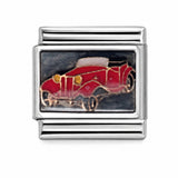 Red Vintage Car stainless steel enamel Italian charm
