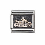 White Motorcycle stainless steel enamel Italian charm