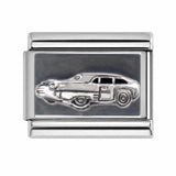 Silver Sports Car stainless steel enamel Italian charm