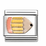 Yellow Pencil stainless steel enamel Italian charm