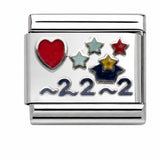 School Heart – Blue stainless steel enamel Italian charm