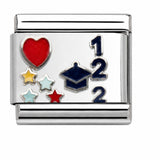 Number 1 School Heart – Blue stainless steel enamel Italian charm