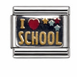 I Love School stainless steel enamel Italian charm