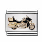 Beige Motorcycle stainless steel enamel Italian charm